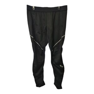 Swix Womens XL Black‎ Training Running Tights Reflective Zip Athletic
